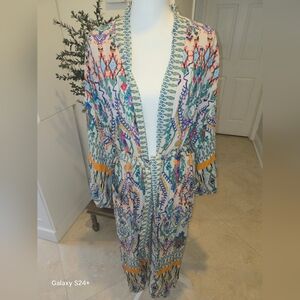 Zara Cream and Blue Patterned Women's Robe